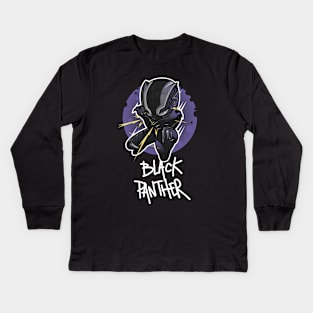 Black Panther Chibi Kids Long Sleeve T-Shirt